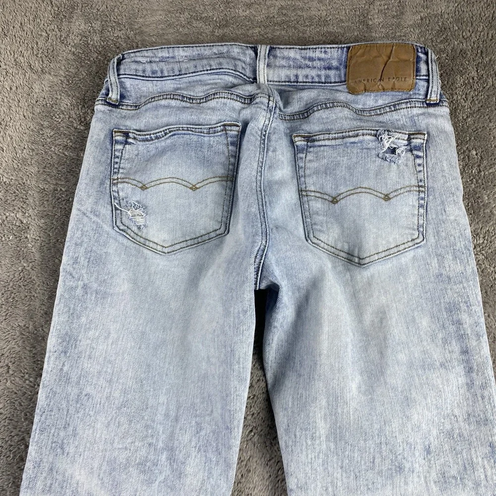 American Eagle Flex Skinny Jeans Mens 30x30 Blue Light Wash Distressed - Picture 14 of 16